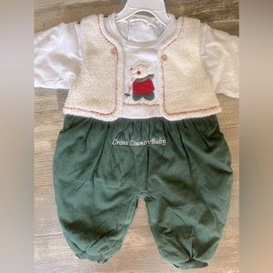 Vintage baby long sleeve Polar Bear bodysuit / winter one piece two tone outfit